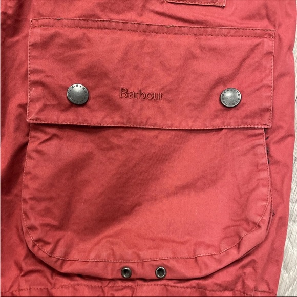 Barbour Beaufort Jacket Red Corduroy Collar Full Zip Coat, Size Medium M - Picture 7 of 16